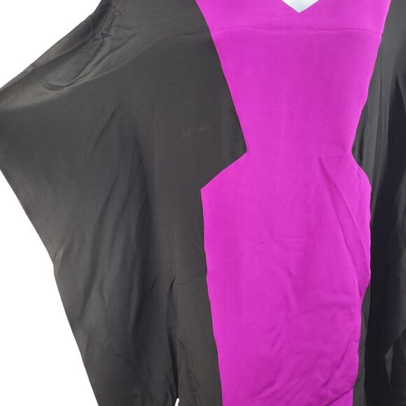 NEW Jay Godfrey Size 8 Silk Poncho-style Tunic Top / Dress Black & Purple Panel - Picture 5 of 7